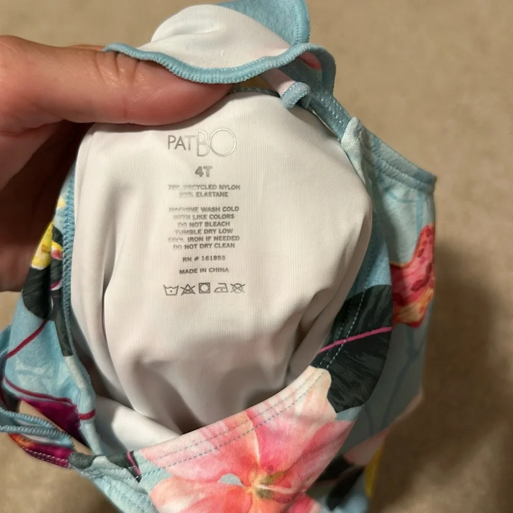 NWOT Patbo girls ruffle trim hibiscus bathing suit